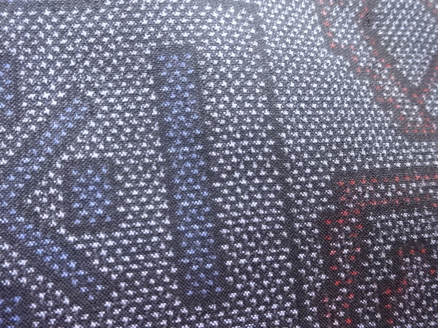 JAPANESE KIMONO / SILK / DORO OSHIMA TSUMUGI / WOVEN SHIKISHI & ABSTRACT PATTERN
